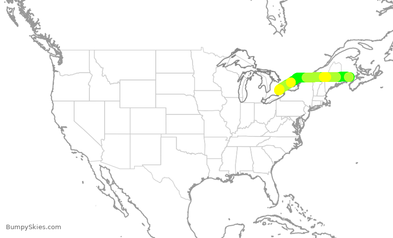 Turbulence forecast map for ACA2339, YSJ to YYZ
