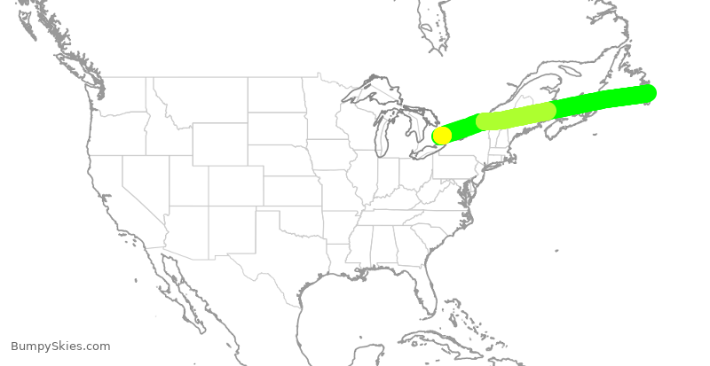 Turbulence forecast map for ACA2342, YYZ to YYT