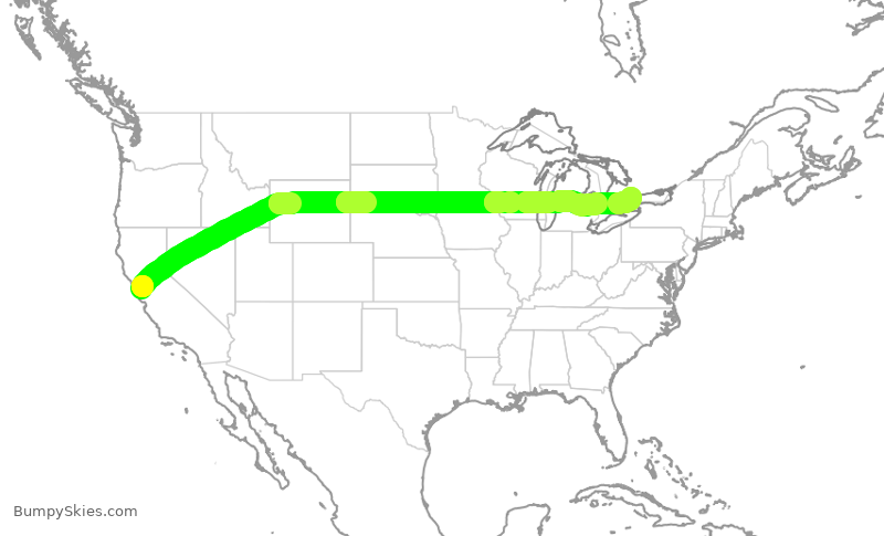 Turbulence forecast map for ACA2344, SFO to YYZ