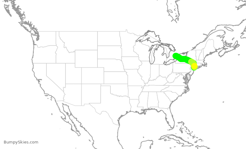 Turbulence forecast map for ACA2352, YYZ to LGA