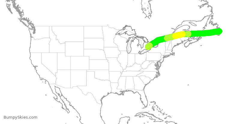 Turbulence forecast map for ACA2355, YYT to YYZ