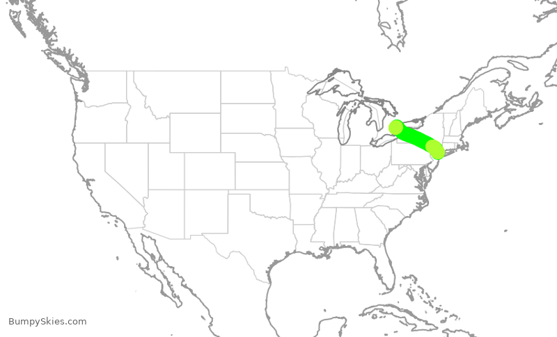 Turbulence forecast map for ACA2357, LGA to YYZ