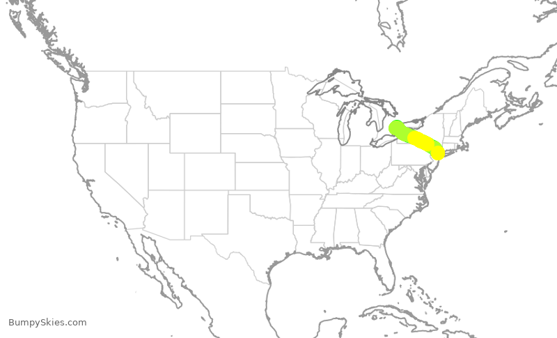 Turbulence forecast map for ACA2361, LGA to YYZ