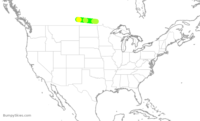 Turbulence forecast map for ACA2369, YQR to YWG