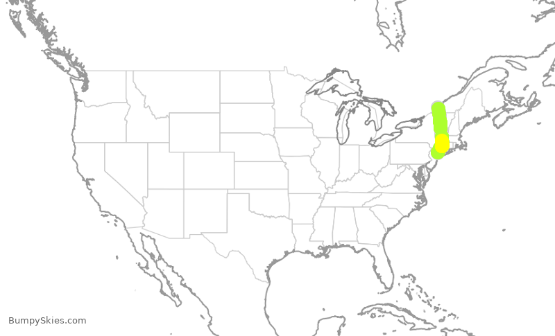 Turbulence forecast map for ACA2373, LGA to YUL