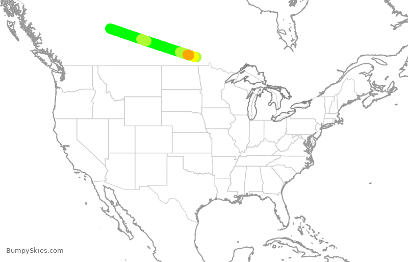 Turbulence forecast map for ACA2375, YWG to YEG