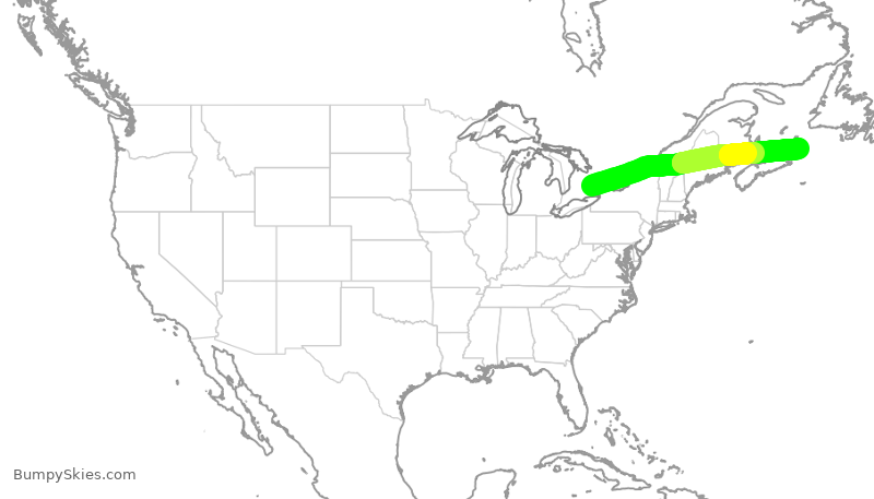 Turbulence forecast map for ACA2388, YYZ to YQY
