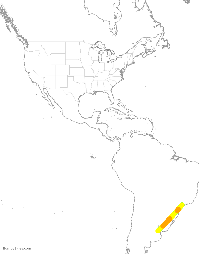 Turbulence forecast map for ACA2390, GRU to EZE