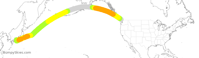 Turbulence forecast map for ACA23, YVR to KIX