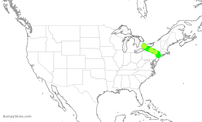 Turbulence forecast map for ACA2401, EWR to YYZ