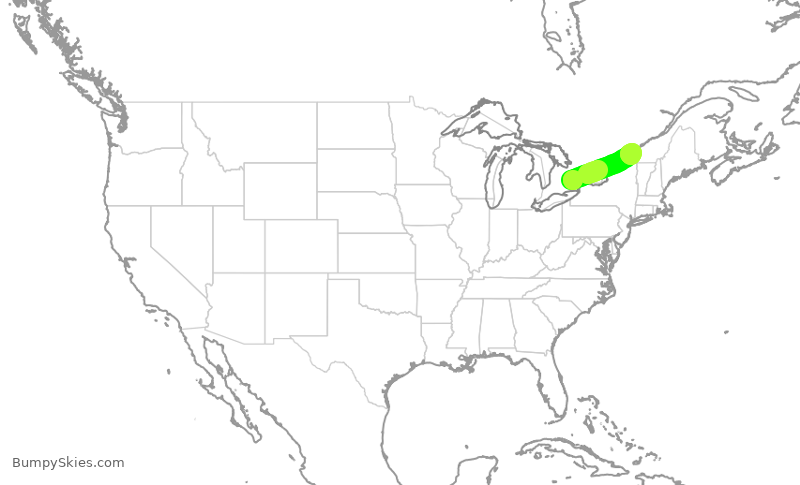 Turbulence forecast map for ACA2402, YYZ to YUL