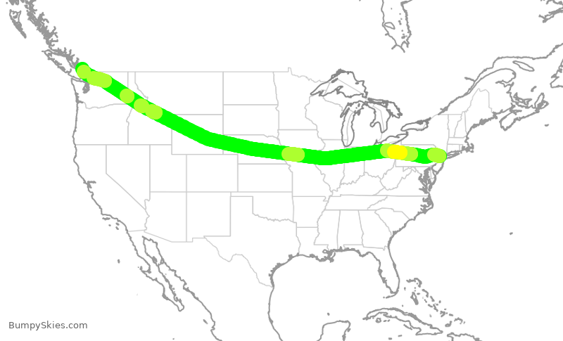 Turbulence forecast map for ACA2419, EWR to YVR