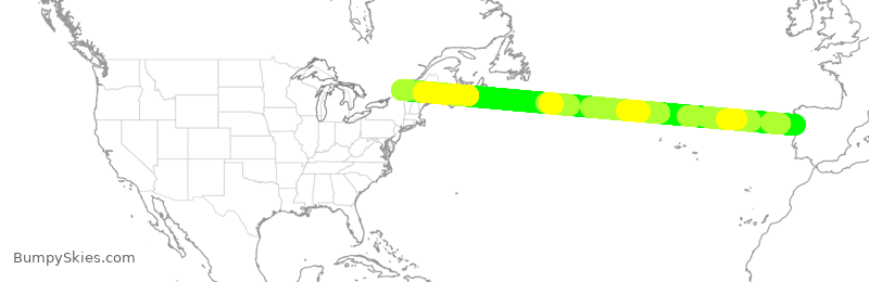 Turbulence forecast map for ACA2420, OPO to YUL