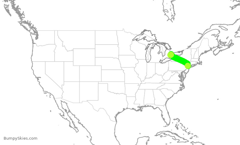 Turbulence forecast map for ACA2422, EWR to YYZ