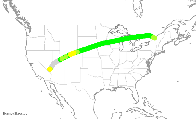Turbulence forecast map for ACA2428, LAS to YUL