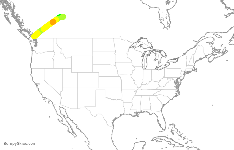 Turbulence forecast map for ACA244, YVR to YEG
