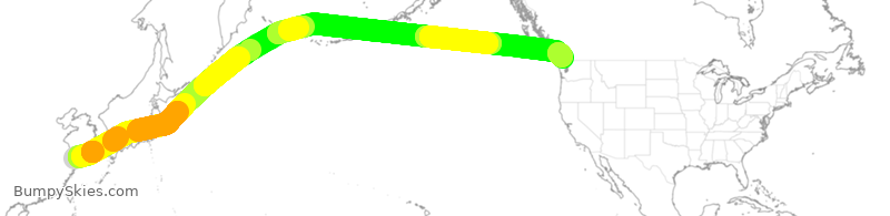 Turbulence forecast map for ACA26, PVG to YVR