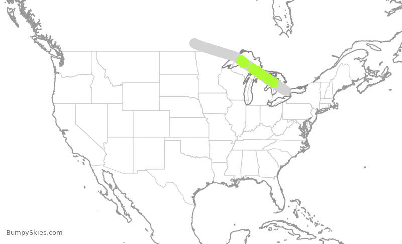 Turbulence forecast map for ACA271, YYZ to YWG