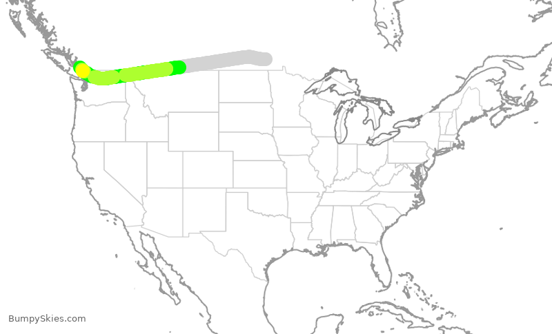 Turbulence forecast map for ACA295, YWG to YVR