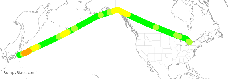 Turbulence forecast map for ACA2, HND to YYZ
