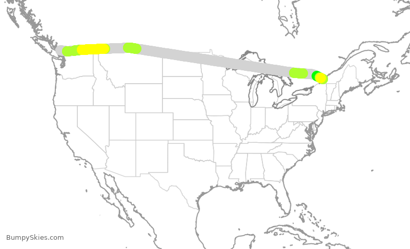 Turbulence forecast map for ACA314, YVR to YUL