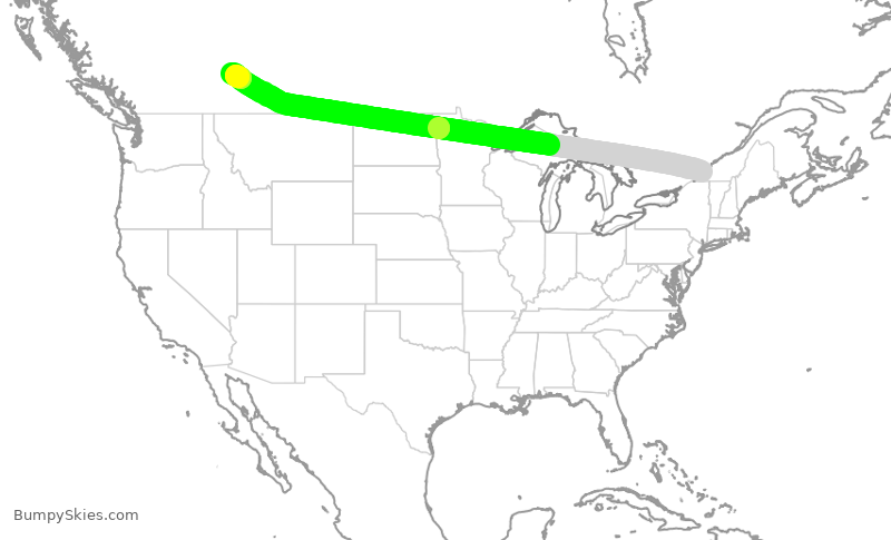 Turbulence forecast map for ACA317, YUL to YYC