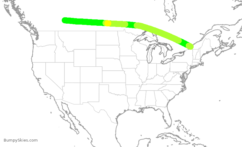 Turbulence forecast map for ACA324, YYC to YUL