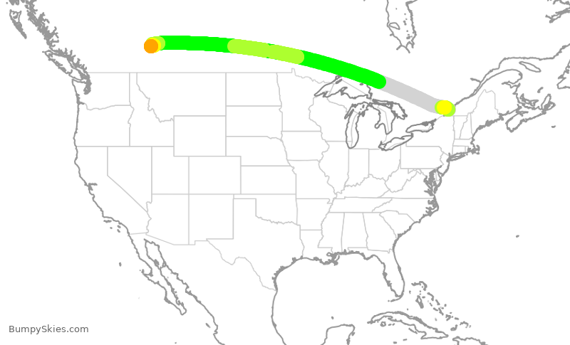 Turbulence forecast map for ACA325, YUL to YYC