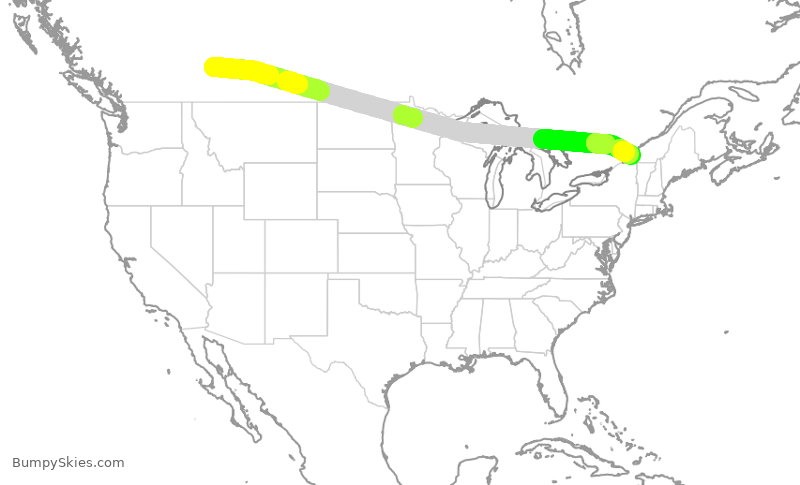 Turbulence forecast map for ACA328, YYC to YUL