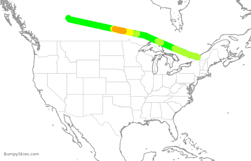Turbulence forecast map for ACA331, YUL to YEG