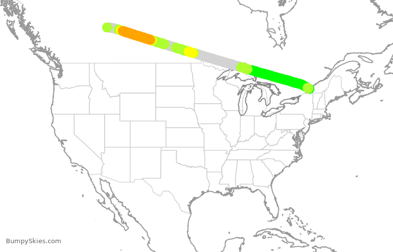 Turbulence forecast map for ACA332, YEG to YUL