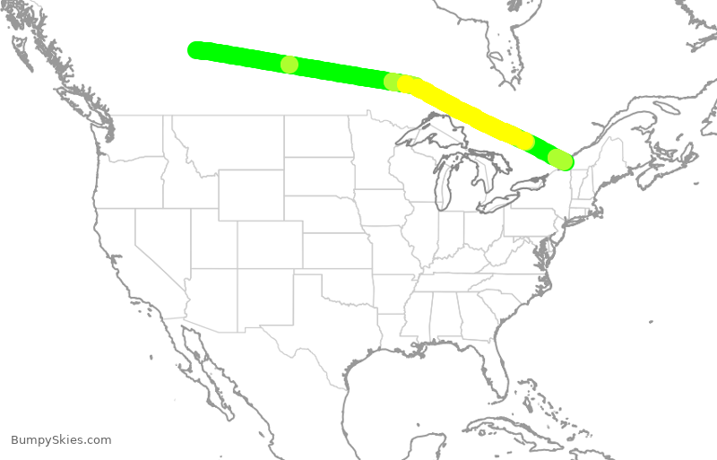 Turbulence forecast map for ACA336, YEG to YUL