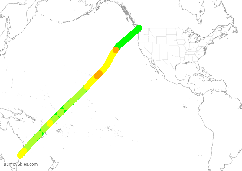 Turbulence forecast map for ACA33, YVR to SSY