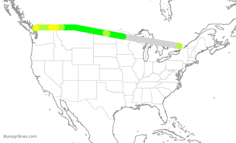 Turbulence forecast map for ACA341, YOW to YVR