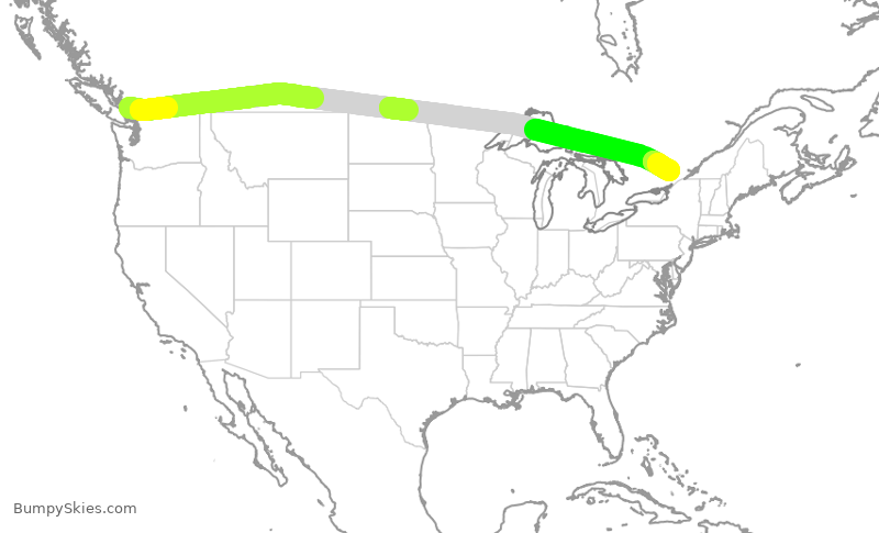 Turbulence forecast map for ACA346, YVR to YOW