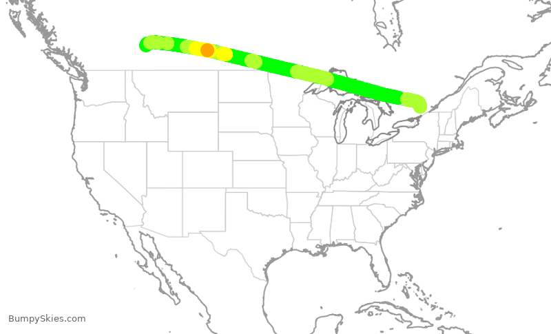 Turbulence forecast map for ACA357, YOW to YYC