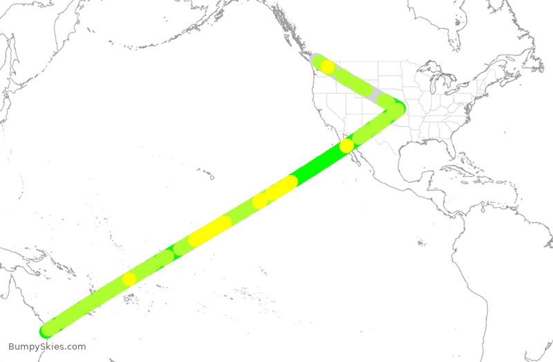 Turbulence forecast map for ACA35, YVR to BBN