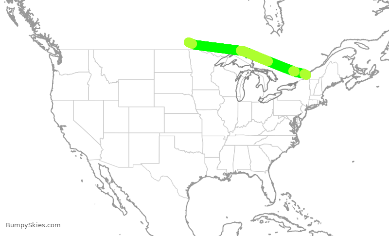 Turbulence forecast map for ACA371, YUL to YWG