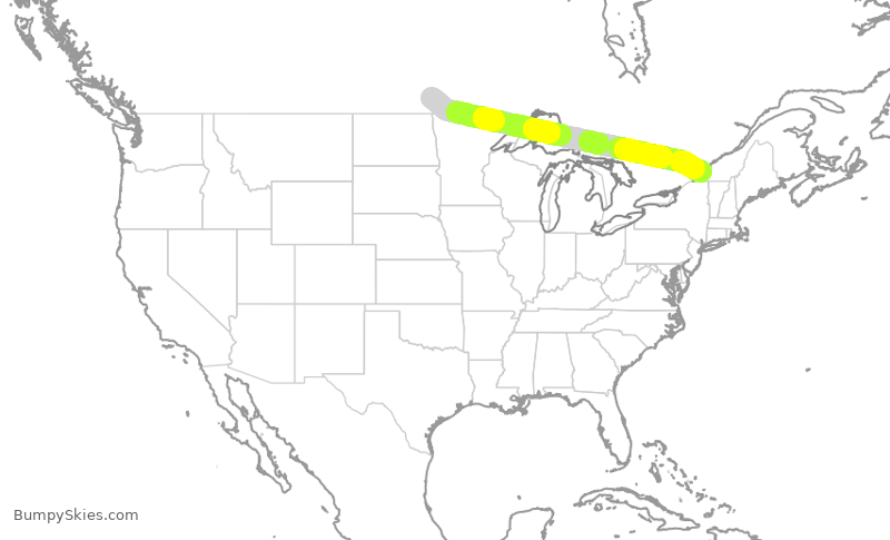 Turbulence forecast map for ACA372, YWG to YUL