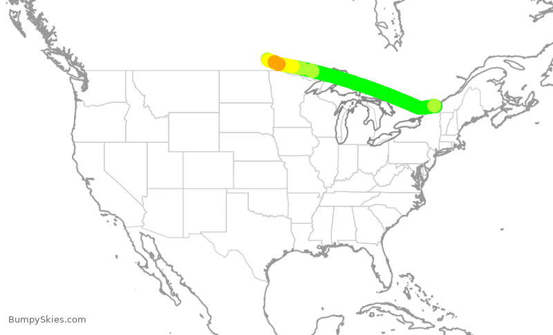 Turbulence forecast map for ACA375, YUL to YWG