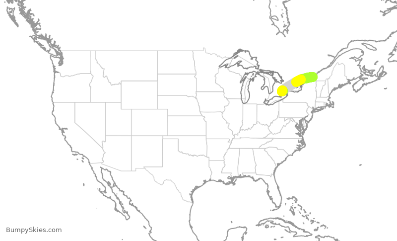 Turbulence forecast map for ACA403, YUL to YYZ