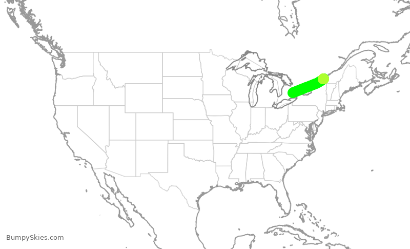 Turbulence forecast map for ACA408, YYZ to YUL
