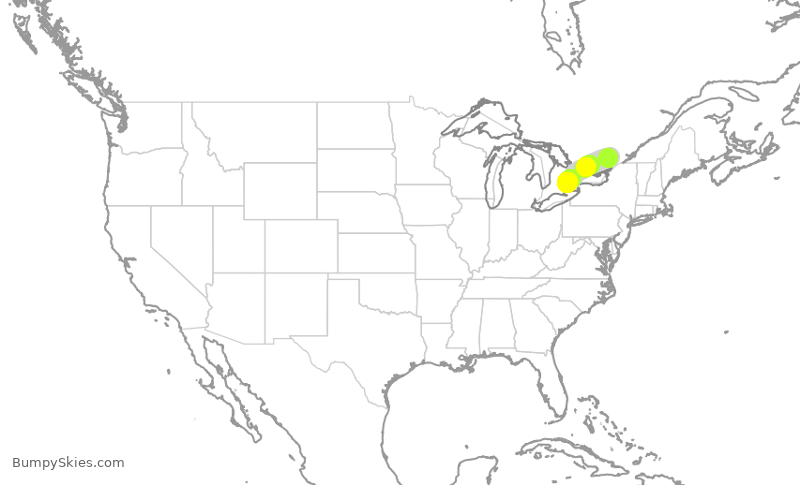 Turbulence forecast map for ACA439, YOW to YYZ