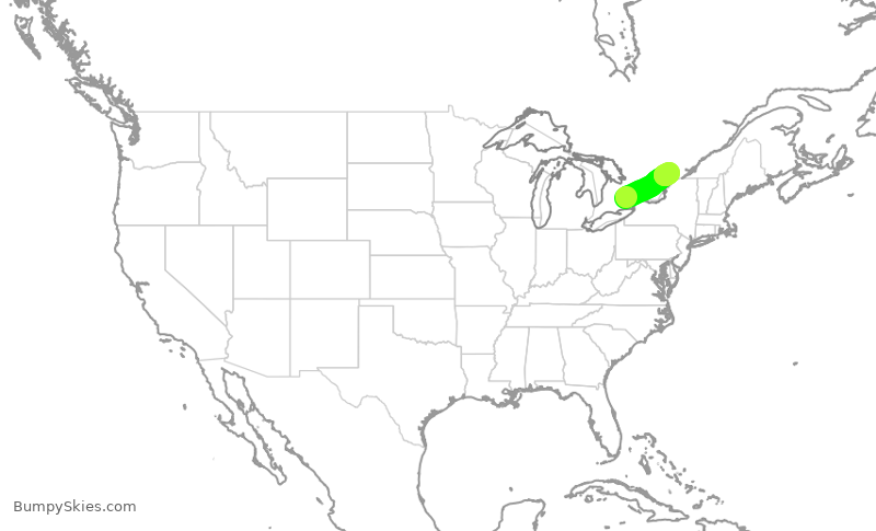 Turbulence forecast map for ACA442, YYZ to YOW