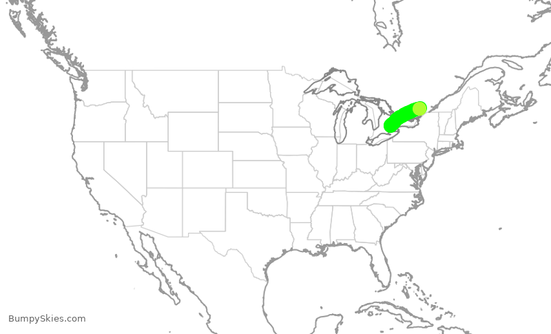 Turbulence forecast map for ACA443, YOW to YYZ