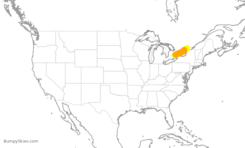 Turbulence forecast map for ACA444, YYZ to YOW