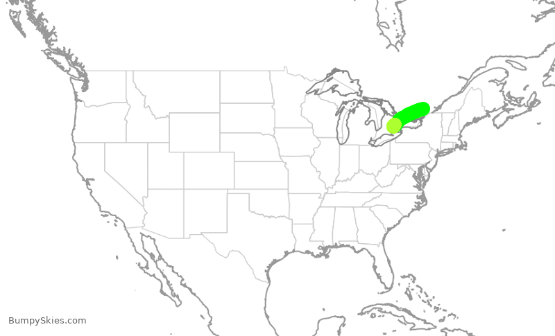 Turbulence forecast map for ACA447, YOW to YYZ