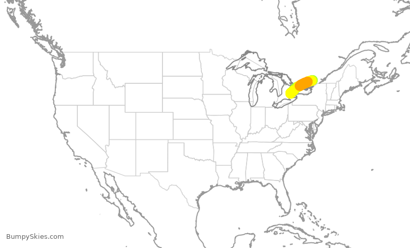 Turbulence forecast map for ACA449, YOW to YYZ