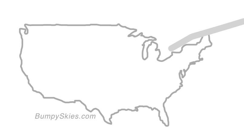 Map of continental US with illustrated flight path and turbulence forecast (described in text below)