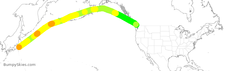 Turbulence forecast map for ACA4, JAA to YVR